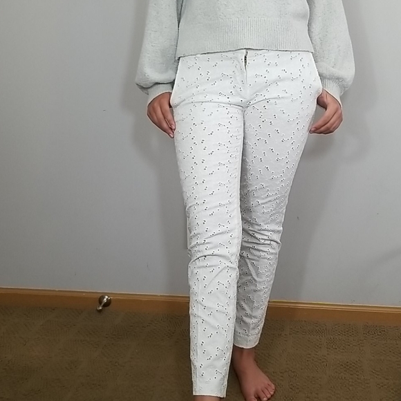 Monocrom Eyelet White Straight Leg Dress Pants - Picture 5 of 13